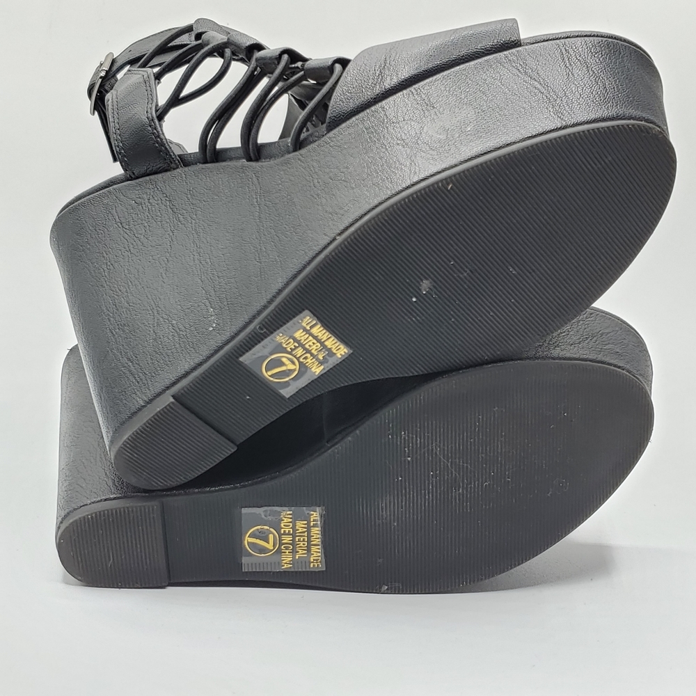 Rare 90s y2k 1.75" platform, 5.25" wedge heel strappy sandals size 5.5 - Picture 3 of 11